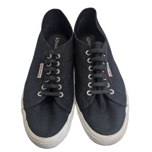 Superga Men's Black & White Canvas Sneakers Runners US Size 11 Eclectic Grampa